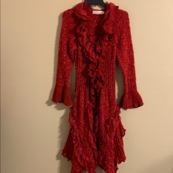 Pretty Angel Red Ruffle Duster Cardigan 